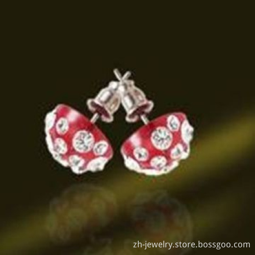Rhinestone Stud Earrings, Made of Alloy